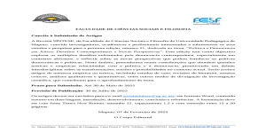 Chamada de Artigos para a Revista Síntese Número 21